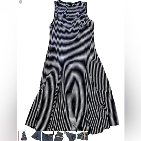 Ralph Lauren Navy and white striped Midi dress medium - Picture 8 of 8